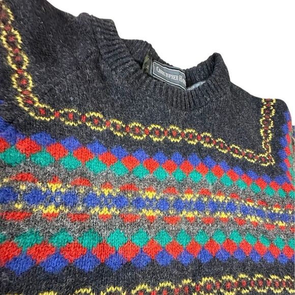 VTG Christopher Hayes Grandpacore Wool Knit Sweater Men’s Large Made in Scotland - Picture 5 of 16